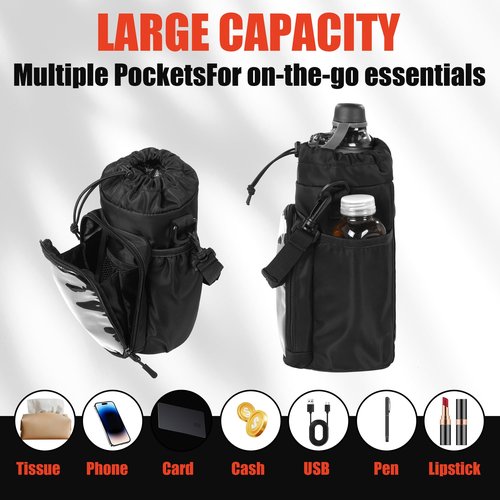 BALAPET Magnetic Gym Bag, Magnetic Bottle Bag Sling Bag, Magnetic Crossbody Gym Bag for Gym with Strap & Phone Pockets for Men Women, Travel, Work, and Sports(black)