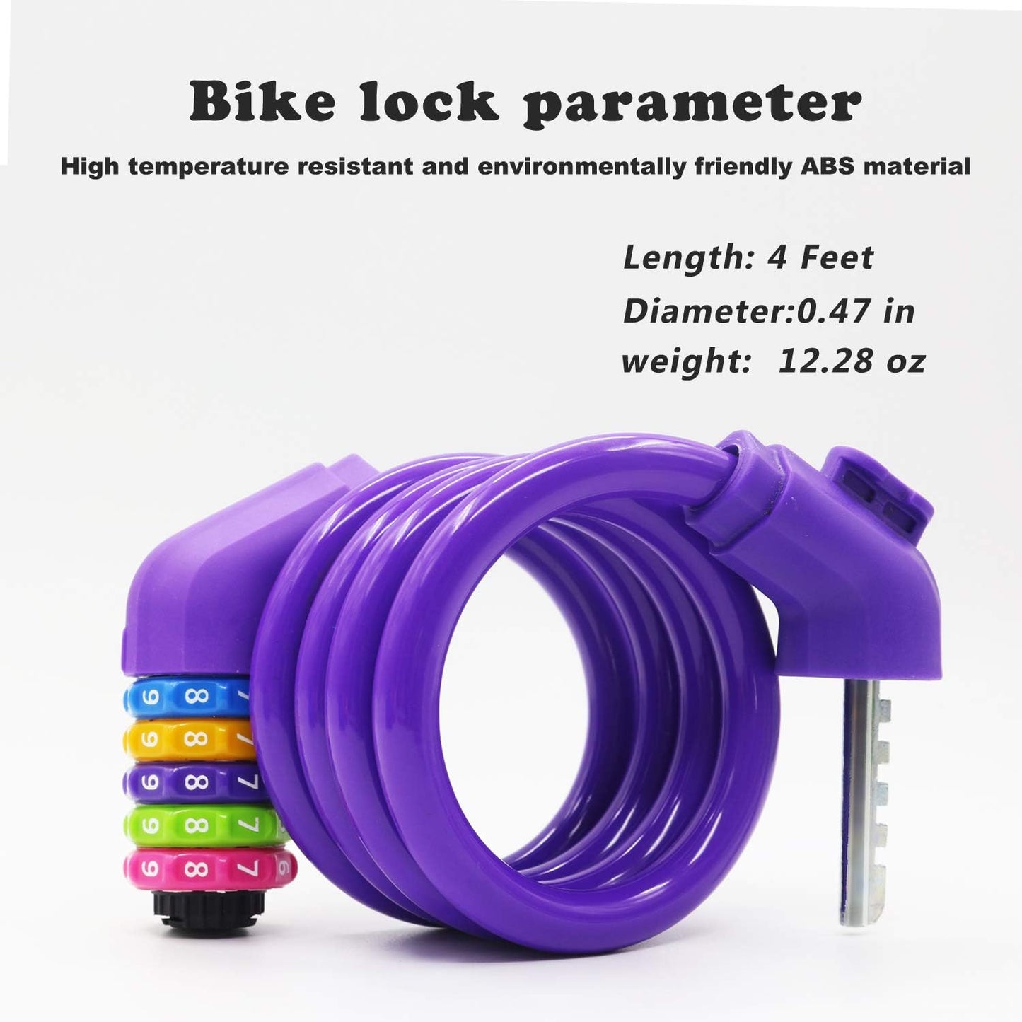 Sport Bike Lock Cable, 4-Feet Bicycle Cable Lock with 5-Digit Resettable Combination Bike Cable Lock Orange