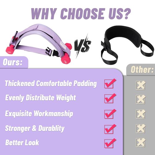 Hip Thrust Belt, Pixel Panda Hip Thrust Band, Portable Hip Thrust, Easy to Use with Dumbbells Kettlebells Plates, Hip Thruster for The Gym Home Workout (Purple)
