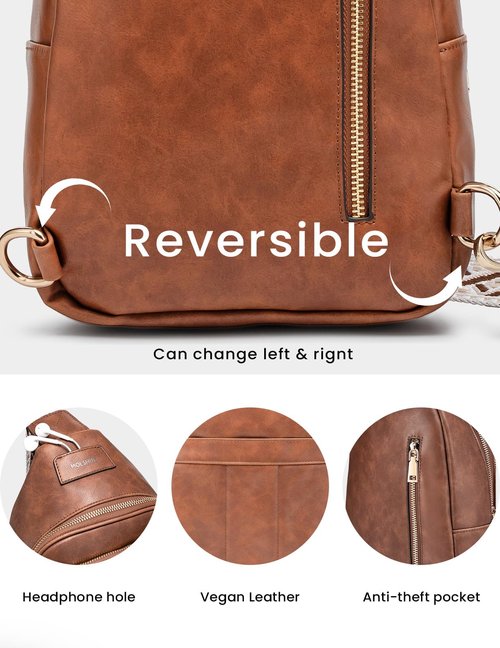 molshine Sling Crossbody Bag, Fashion Chest, Casual PU Leather Shoulder Bag for Women Work Travel Hiking Cycling DLK0037 (Yellow Brown)