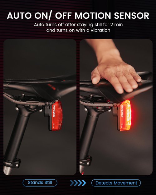 RAVEMEN TR150 Bike Tail Light, 280° Visible Bike Rear Light with Brake Detection and Auto On Off Feature
