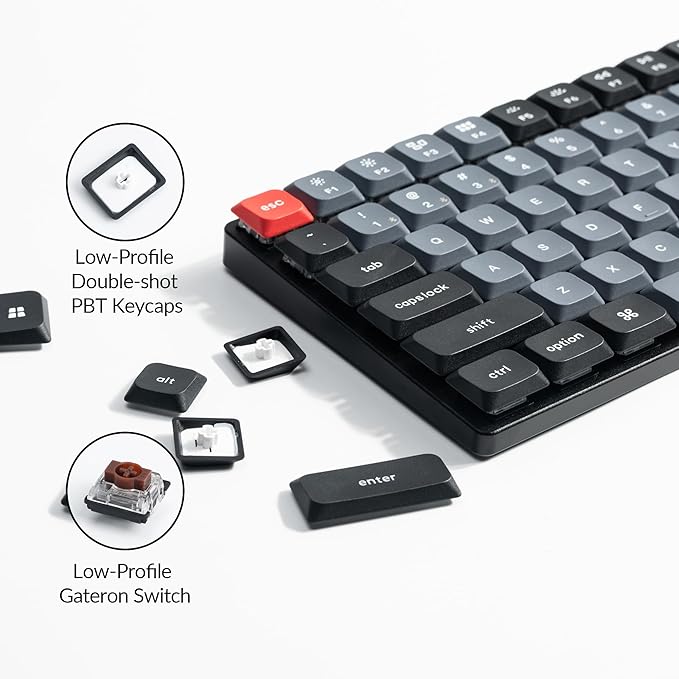 Keychron K17 Pro QMK/VIA Low-Profile Custom Wireless Mechanical Keyboard 96% Layout Programmable Knob Bluetooth/Wired White Backlight Compatible with Mac Windows Linux