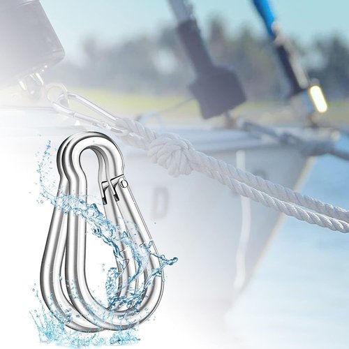 100PCS M8 Spring Snap Hook Carabiner, 3" x 5/16" Heavy Duty Galvanized Steel Carabiner Clips, 470LBS Capacity Spring Quick Links Clips for Camping Hiking Hammock Swing and Outdoor Activities