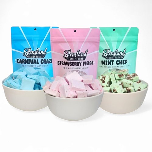 Stensland Freeze Dried Ice Cream (1.5oz) Strawberry, Cotton Candy, Mint Chip. (Strawberry)