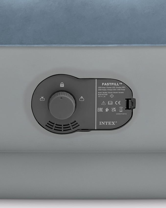 Intex 64157E Dura-Beam Plus Mid-Rise Air Mattress: Fiber-Tech – Twin Size – Built-in USB Electric Pump – 14in Bed Height – 300lb Weight Capacity (Pack of 3)