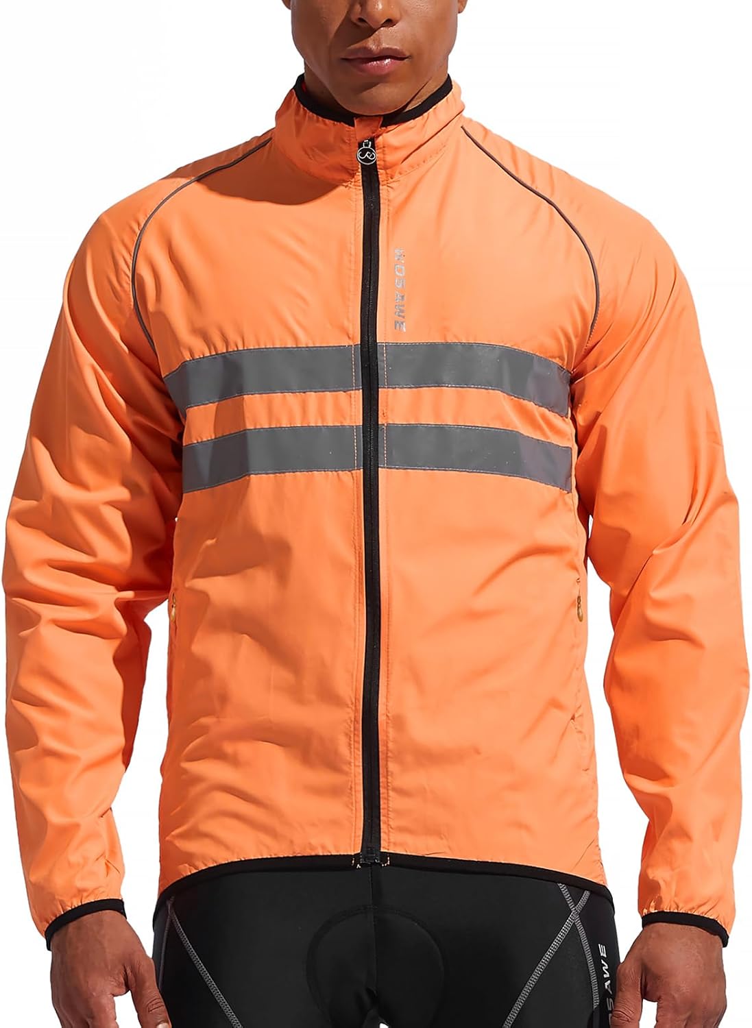 WOSAWE Men's High Visibility Cycling Wind Jacket Water Resistance Reflective Windbreaker