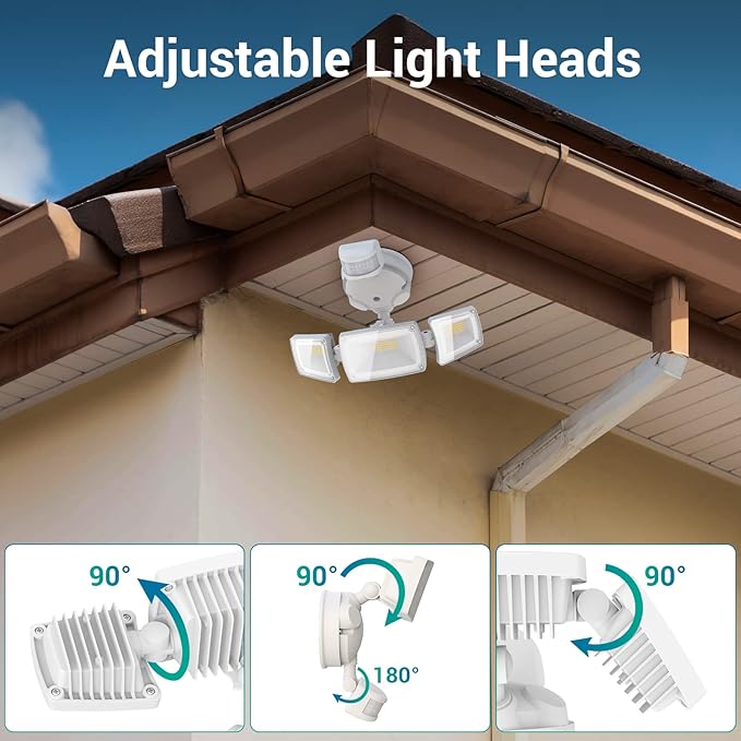 USTELLAR 55W Security Lights Motion Outdoor with Remote, Motion Sensor Outdoor Light Dusk to Dawn 5500LM 5000K, IP65 Waterproof, Motion Detected Flood Lights Wired for Yard, House, 2 Pack