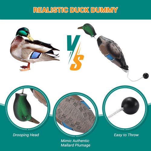 Scopaven Duck Training Dummy With Leash & Whistle - Durable Retriever Dummy for Waterfowl Retrieval, Hunting Toys and Bumpers for Dogs