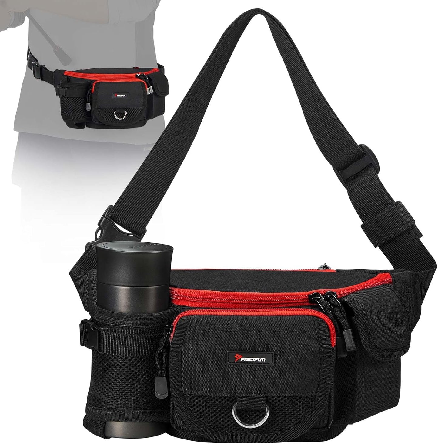 Piscifun Fishing Fanny Tackle Bag with Adjustable Waist Strap, Small Fishing Bag