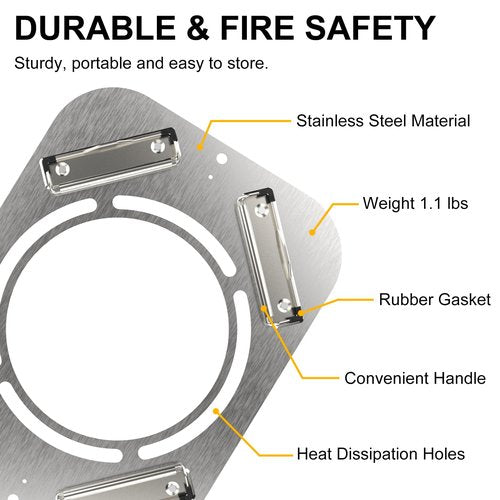 AYAMAYA DIY Hot Stove Jack - Stainless Steel Clip-On with 6" Chimney Hole for Canvas, Bell, Yurt Tents - Fireproof Tent Protector for Winter Camping