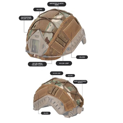 Tactical Fast Helmet Cover Set and Tactical Helmet Battery Pouch Counterweight Pouch Fit Size M/L Fast PJ BJ MH Helmet (BKCP/Black)