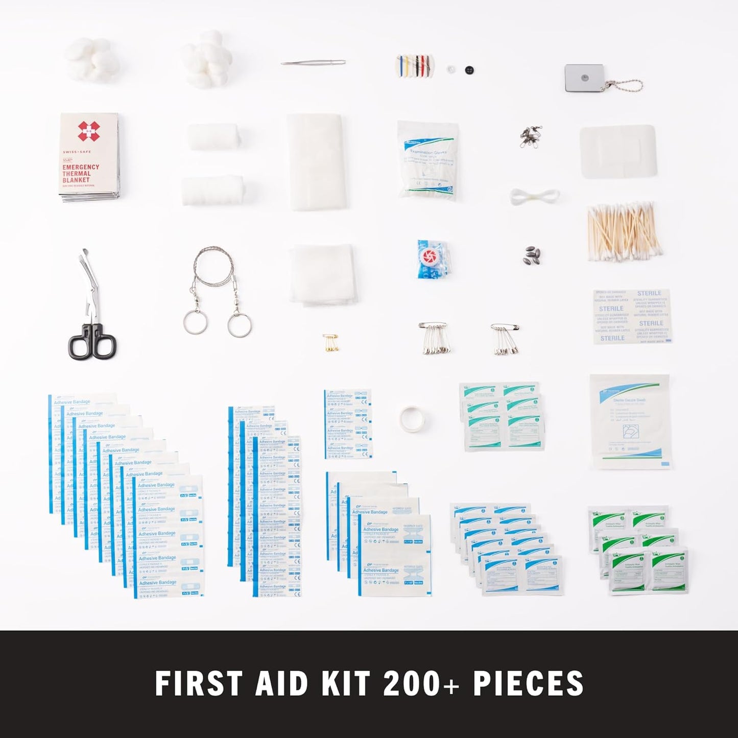 Swiss Safe 2-in-1 First Aid Kit for Car, Travel & Home, Businesses - Bonus Mini Kit for Medical Emergency Aid, Survival, Camping - 64 Piece, Travel FAK