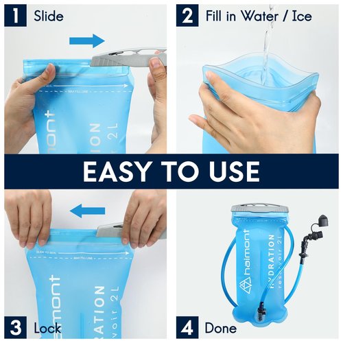 Haimont Hydration Bladder, 2L Water Bladder for Hiking Backpack, TPU Leak-Proof Free Water Reservoir with High Flow Bite Valve for Running Hiking Climbing Camping
