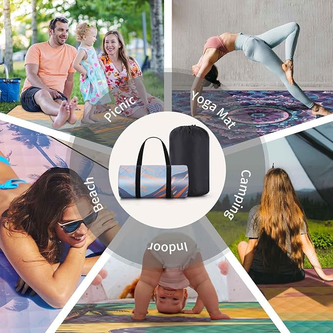 Outdoor Picnic Blankets 60x80 XL Waterproof Manta para Picnic Camping Carpet Rugs for Tent Sandfree Workout Blamket for Inside Outside Sitting for Kid Men Adults Who Have Everything