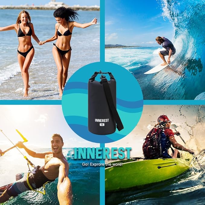 Waterproof Dry Bag Lightweight Sack for Outdoor Water Recreation Beach Boating Camping Fishing Kayaking with a Waterproof phone pouch (Matte Yellow, 15L)