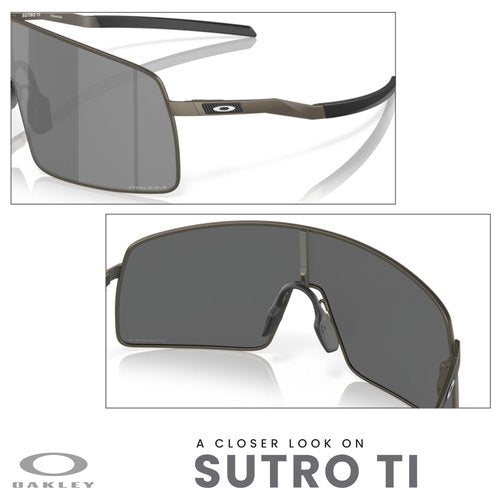OAKLEY Sutro TI OO6013 601301 36MM Matte Gunmetal/Prizm Black Shield Sunglasses for Men+ Bundle Accessory Leash Kit, Microfiber Pouch