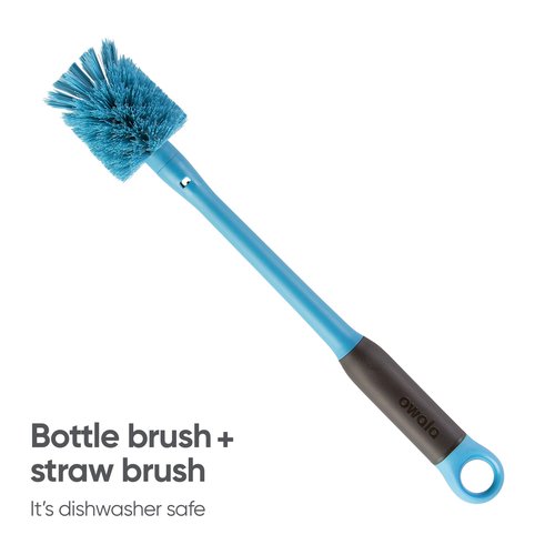 Owala 2-in-1 Water Bottle Brush Cleaner & Straw Cleaner, Anti-Slip Protective Sleeve for Stainless Steel Bottles