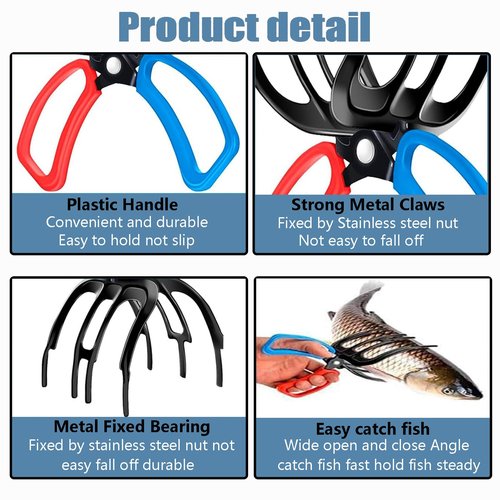HMPBEFU 3&2 Claw Fish Gripper, Metal Fish Pliers Control Clamp, Secure Grip on Diverse Freshwater Fish, Have for Fishing Tackle Enthusiasts