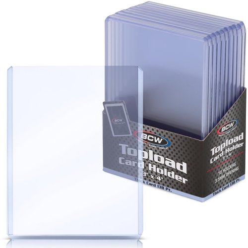 BCW 138 PT. Thick Card Topload Holder - Pack of 10 | Durable Rigid PVC Toploader | Toploaders for Memorabilia, Jersey, Patch, and Relic Cards | Ideal for Collectors and Hobbyists