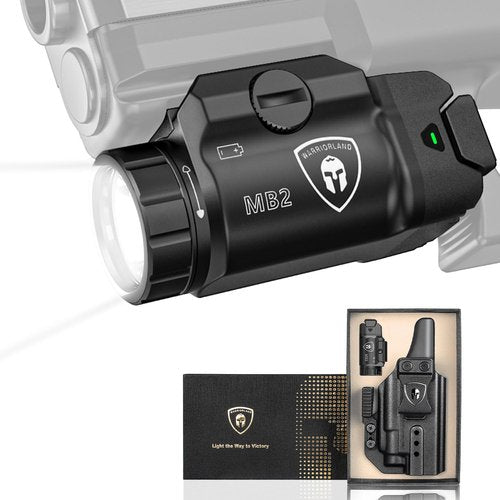 WARRIORLAND MB2 Pistol Light and Custom Holster with Claw, Fit for Glock 17/19 Gen 3-5 & Glock 22/23/31/32 Gen 3-4 & Glock 19X/44/45, Compact 500-lumen Universal Tactical Weapon Light with White LED