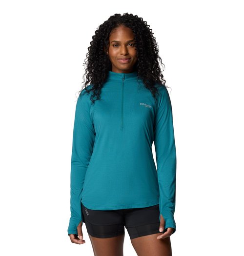 Columbia Womens W Endless Trail 1/2 Zip Mesh Long Sleeve, River Blue, Large