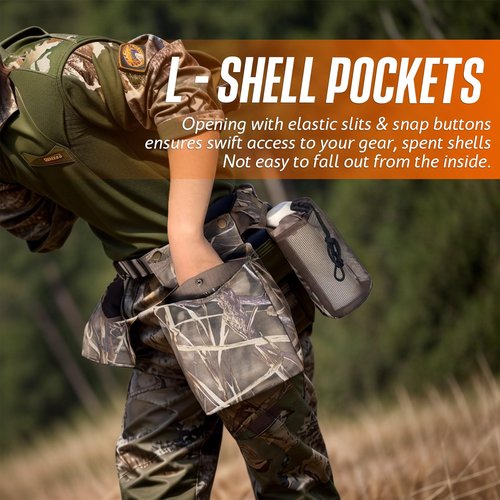 IC ICLOVER Dove Hunting Belt - Adjustable Field and Game Belt, 4in1 with Bird Game Bag, 2 Shell Pocket, Water Bottle Carrier, Lightweight Waterproof Sporting Clays Upland Game Dove Hunting Gear