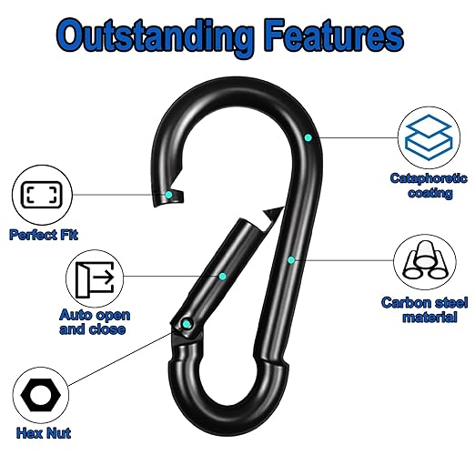 40PCS M6 Carabiner Clips,2.36Inch Spring Snap Hook Quick Link Small Carabiner Clips,Spring Link Buckle for DIY Fishing Camping Hammock Dog Leashes-270LBS Holding Capacity
