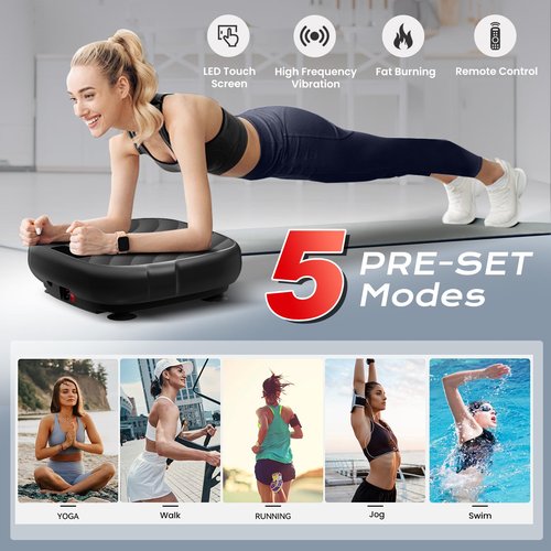 Vibration Plate Exercise Machine, 99 Speed Levels Mini Whole Body Workout Vibration Plate for Lymphatic Drainage with 5 Setting Modes for Shaping, Weight Loss, Toning (Black)