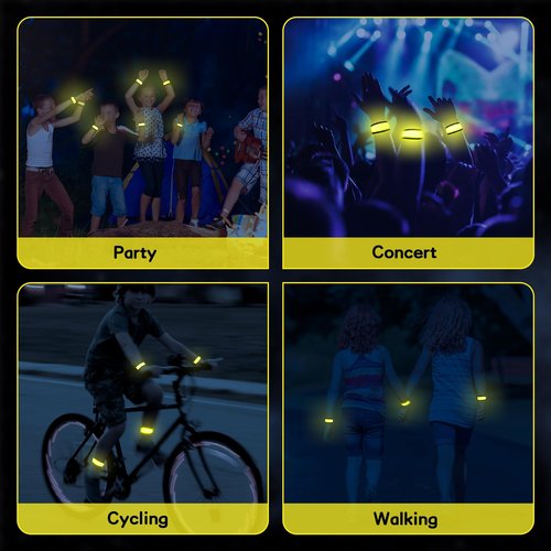 esonstyle 6 PCS LED Bracelets, LED Light Up Bracelets, Yellow LED Wristbands, Led Slap Bracelets for Walking, Running, Jogging, Concerts, Sports, Camping, Sporting Events, Party, Rave Accessories