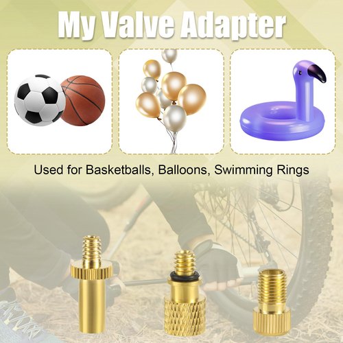 Gosknor 4pcs Presta Schrader Bike Pump Valve Adapter, Brass Bike Pump Adaptor Including FV/AV AV/EV EV/FV Adapter Air Pump Accessories Kit for Bike Ball Swim Ring
