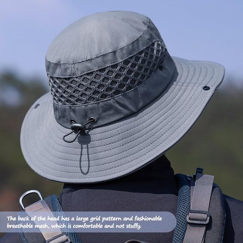 Sireck Fishing Hat, UPF50+ Wide Brim Sun Hat for Men Women, UV Protection Hiking Beach Bucket Hats Summer Safari Hat (Gray)