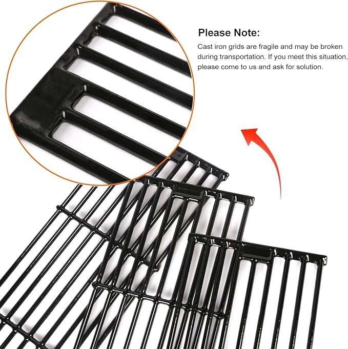 Hisencn Porcelain Cast Iron Cooking Grates for Char-Griller Duo 5050, 3001, 5650, 3008, 3030, 3725, 4000, 2121, King Griller 3008 5252, 19.75'' Grill Grates for Char Griller 5050 Replacement Parts