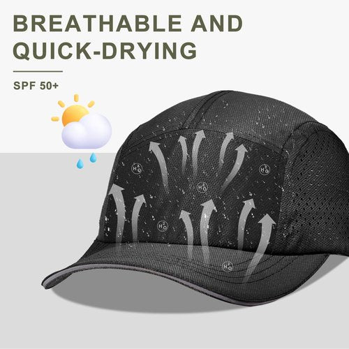 Oversize XXL Mens Quick Dry Baseball Cap Cooling Breathable Mesh Sports Cap Lightweight Snapback Hat for Big Head Black
