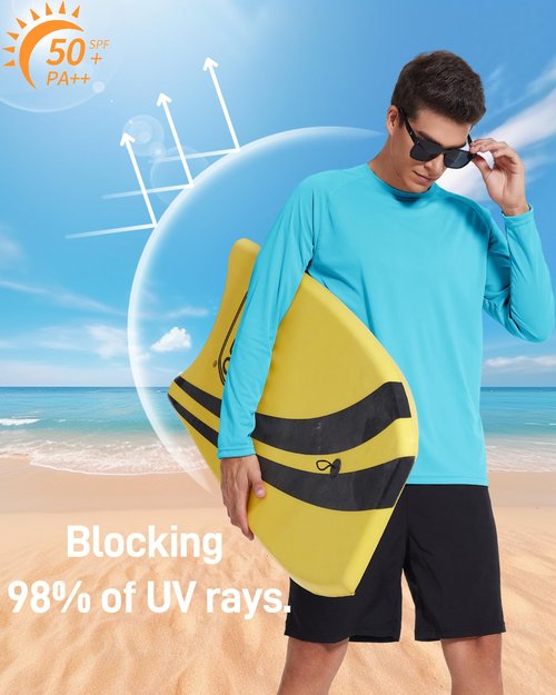 3 Pack Men's Rash Guard Shirts Long Sleeve UV SPF UPF 50+ Sun Protection Shirts Swim Shirts Quick Dry Workout Hiking（LGBEWT L