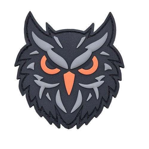 Black Tactical Owl Night Hunter Watcher Morale PVC Patch - Compatible with Velcro Patches for Hats, Tactical Accessories, Military Backpacks