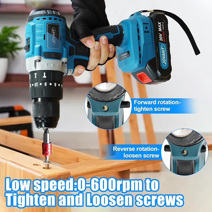 20V Max Cordless Hammer Drill, 1/2" Keyless All Metal Chuck Brushless Impact Drills, Compact Driver Drill for Metal, Wood, Thick Concrete -JOVANT (No Battery)