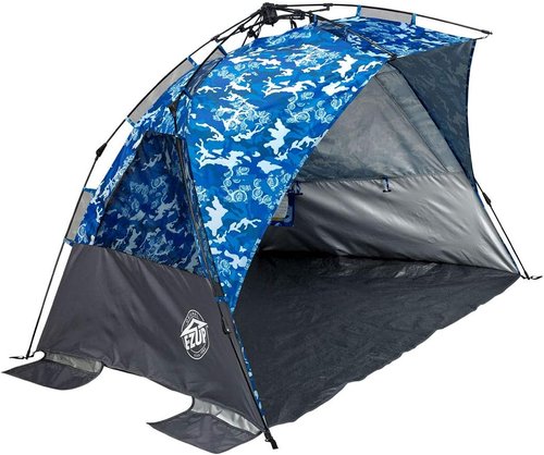 E-Z UP Wedge Portable Beach Tent, 51"x51" Entrance with 2 Roll-Up Windows and with Storage Pocket, Splash
