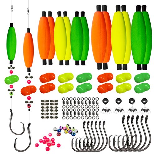 LOEIBMIRY Catfish Rig Making Kit Catfishing Rig Accessories 126PCS Catfish Tackle with Fishing Hook Swivels Sinker EVA Peg Float Rattle Beads Bobber Stoppers Fishing Bells Spinners