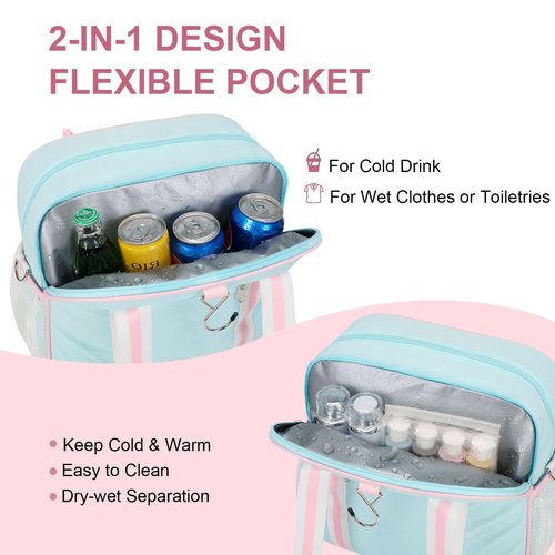 ACESAK Pink Large Pickleball Bag for Women Men Teens with 2 In 1 Insulated Pocket & Fence Hook