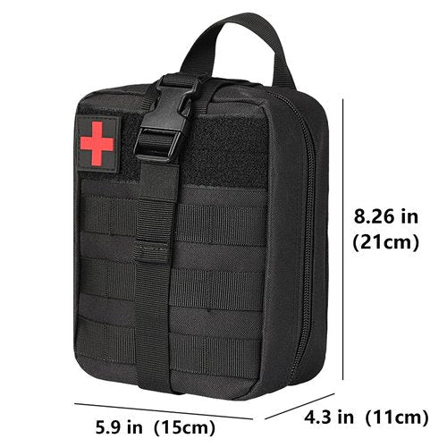 Tactical Medical Molle Pouch Tactical - 1000D Nylon First Aid Pouchs, Big Capacity EMT Bag Utility, Heavy Duty Military Grade Rip-Away Ifak Pouch for Home and Outdoor Activities (Black)