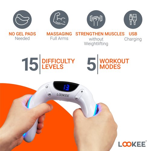 LOOKEE VibHeal Arm Exerciser | Flabby Arms Workout, Hand & Wrist Massager | Portable Arm Toning & Recovery Device with 15 Intensity Levels, Travel-Friendly Fitness for Men & Women