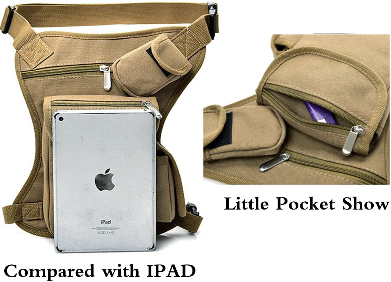 Small Multi-Purpose Drop Waist Leg Bag Canvas Utility Tactical Hip Molle Pack Sport Camping Hiking Motorcycle Racing Thigh Pouch Army Green