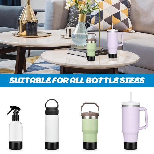 HOFURME 8 Pieces Protective Silicone Sleeve Bottom, Washable Rubber Bottom Base Accessories, Silicone Sleeve For Glass Bottle For 16 Oz Spray Bottles, 12 To 24 Oz Water Bottles(Black)