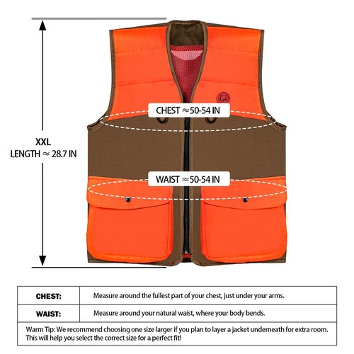 TKLoop Upland Hunting Vest with Multi Pockets Brown/Orange Upland Game Field Bird Hunting Vest
