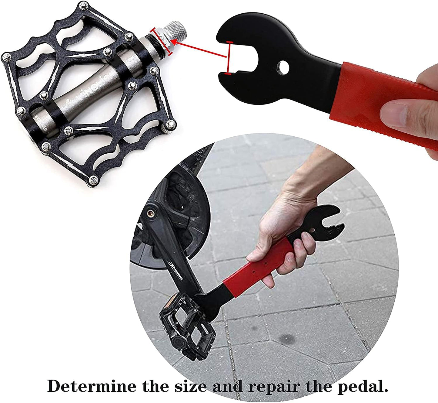 Pedal Wrench Double Sided Bicycle Pedals Removal 15/16/17mm Bikes Spanner Home Mechanic Kit Tool Comfortable Grip Cycling Crank for Biking Maintenance Repair