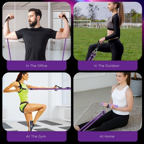 FEFURS 2025 Upgrade Pedal Resistance Band, 4-Tube Elastic Sit Up Pull Rope for Men and Women, Pedal Puller for Strength Training, Foot Resistance Rope for Physical Therapy, with 5Pcs Exercise Bands