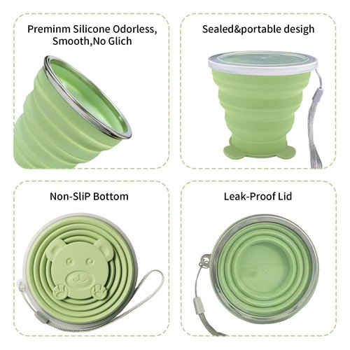 Nintora-C 2 Pcs Collapsible Cup, Silicone Collapsible Travel-Cup, Expandable Folding Camping Drinking Cups with Lids Reusable Small Portable MugsCup for Travel, Camping, Hiking,Outdoor Sports
