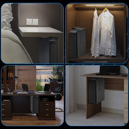 LMRSTOO Biometric Gun Safe for Handgun,Fingerprint Bedside Gun Safe, PIN Code, KEY Access,Upgrade 6 Numeric Buttons,Electric Quantity Display,Emergency Charging Port(Bateries is not include)