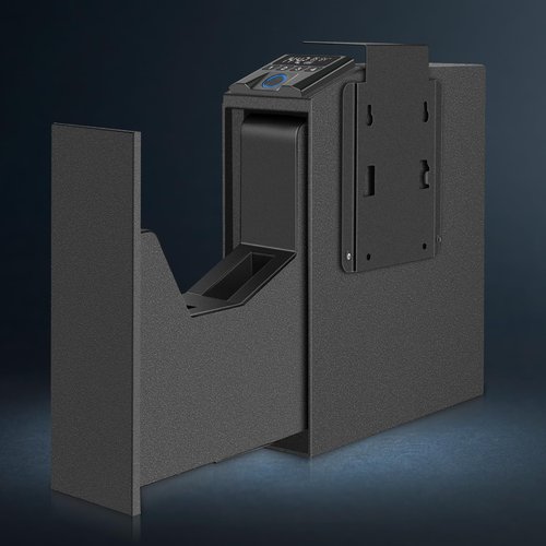 Slider Hidden Handgun Safe, Biometric Fingerprint Smart Pistol Safe for Nightstand, Desk, Bedside - Auto Sliding Door- Fingerprint, PIN Code, KEY Access (Classic)