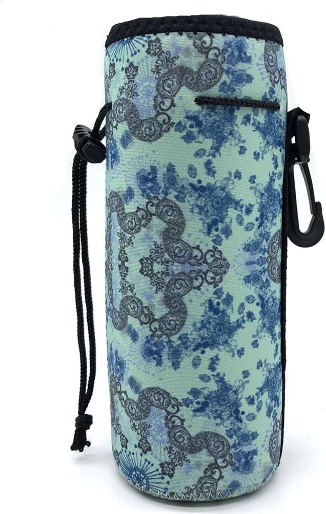 Water Bottle Carrier,Insulated Neoprene Water Gym Travel bottle Holder Bag Protector Sleeve Case Pouch Cover 0.6L or 0.75L, Great for Stainless Steel and Plastic Bottles (BLUE STAR)